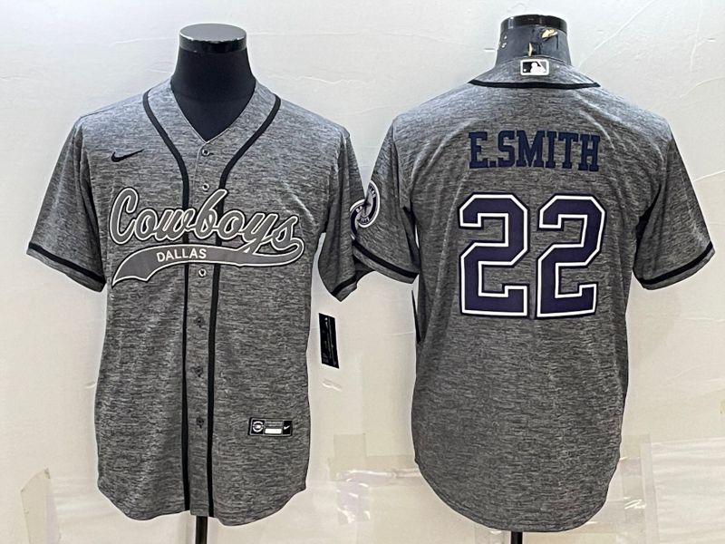 Men Dallas Cowboys #22 Esmith Grey hemp ash 2022 Nike Co branded NFL Jerseys